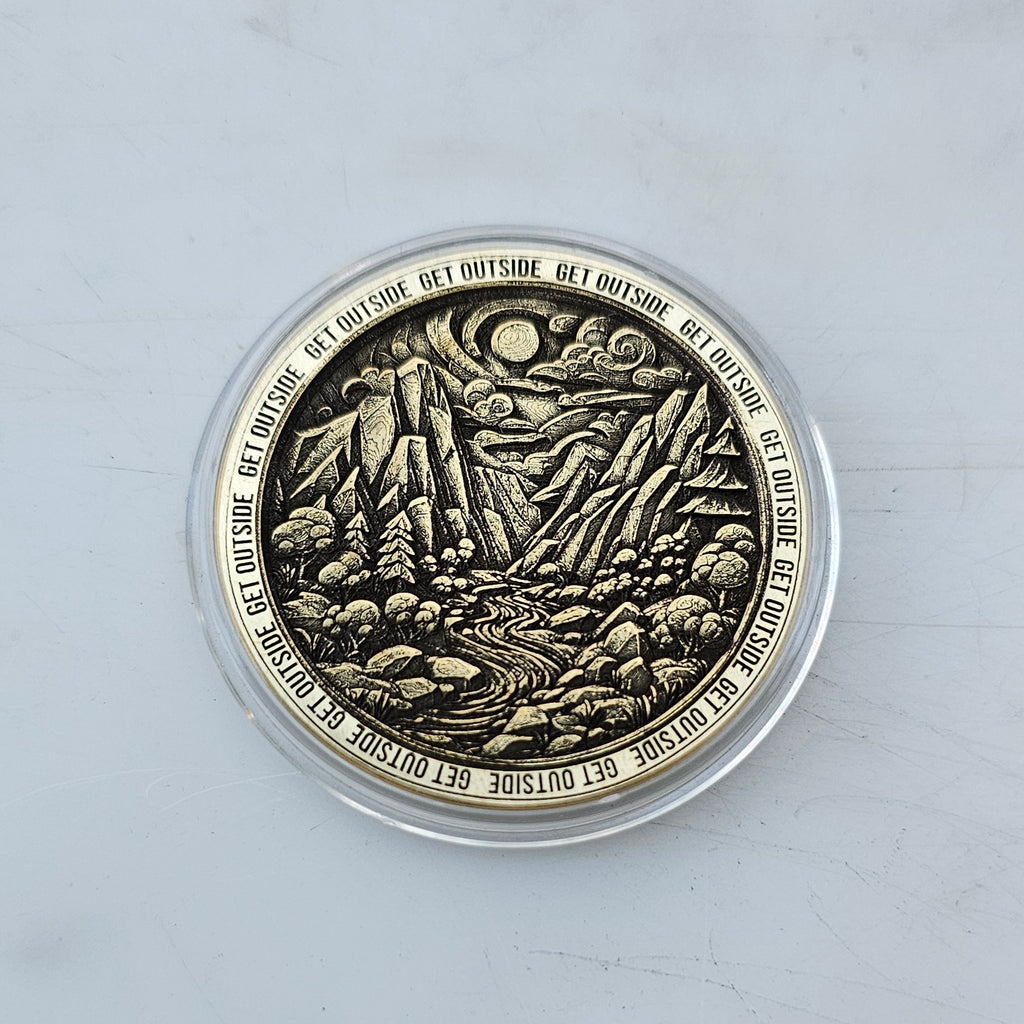Get Outside (Mountain Stream) Challenge Coin